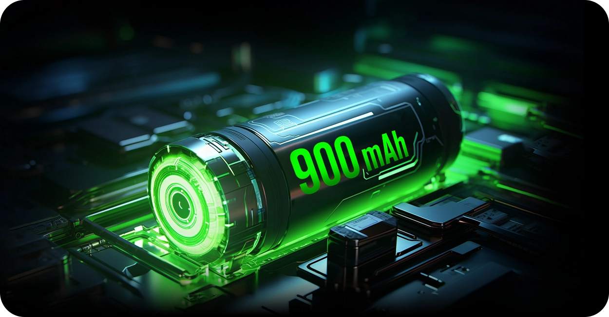 900mAh battery